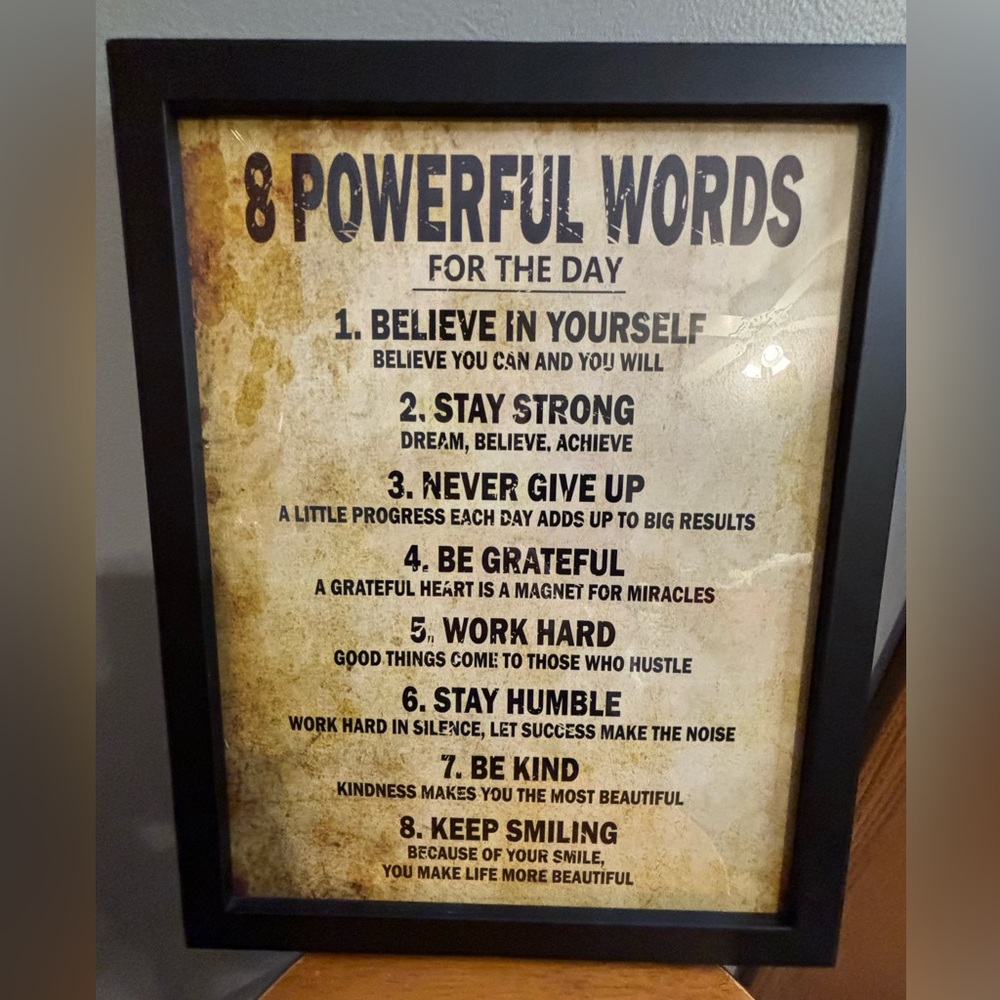 8 POWERFUL WORDS Wall art 11x14 black frame‎ INSPIRATIONAL